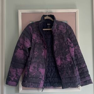 REI Women's Black and Purple Puffer Jacket